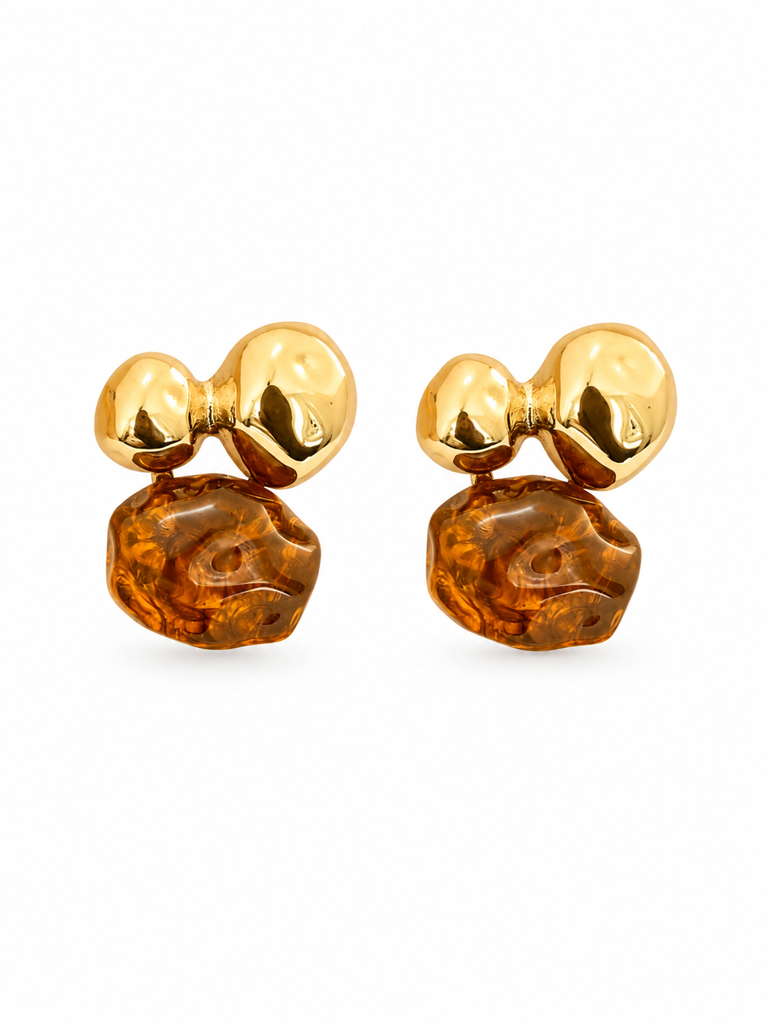 Savannah Amber Bow | 18kt Gold Plated Resin Earrings
