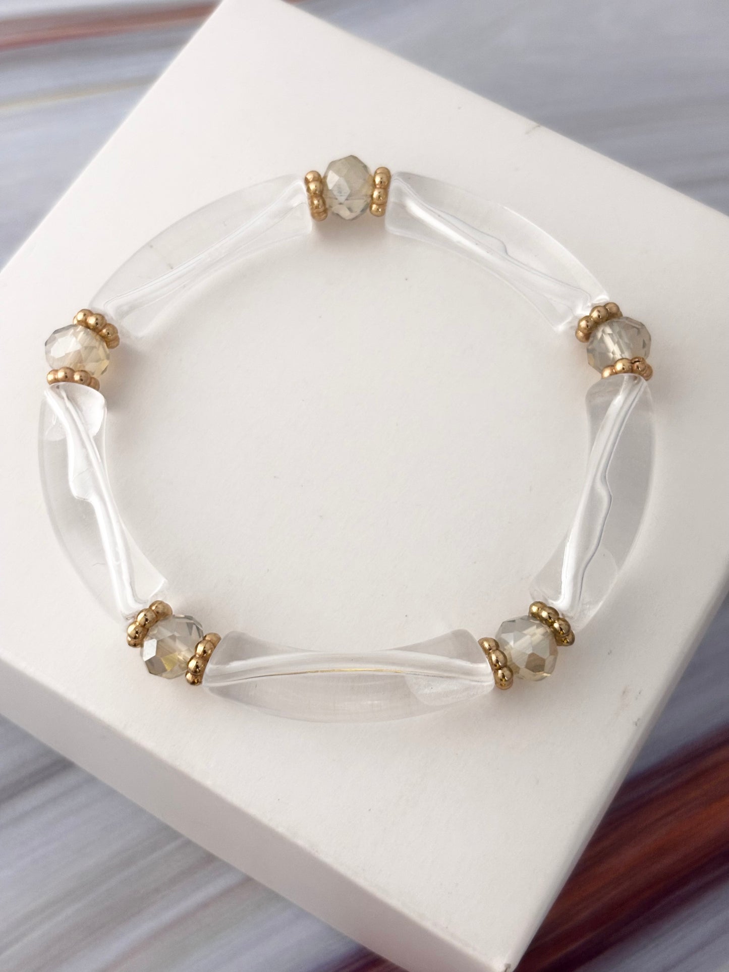 3 Piece Clear Luxe Acrylic Bracelet Stack | All size