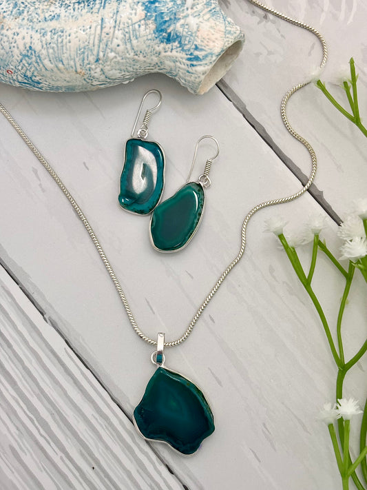 Aranya - Natural Stones Jewellery Set (Teal)