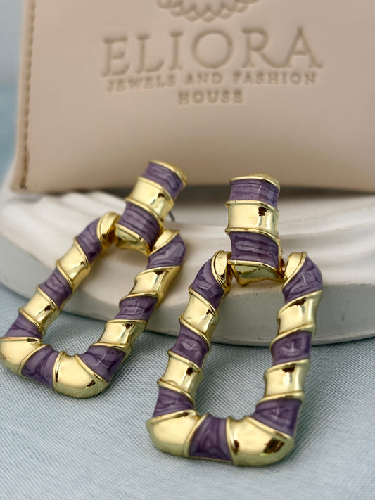 Twisty Marbled Hoop Earrings (Lavender)