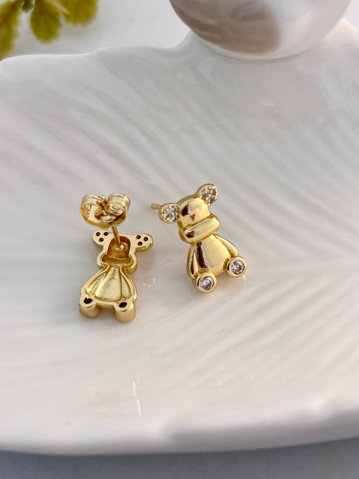 Playful Teddy Stud Earrings | Gold Plated Stainless Steel