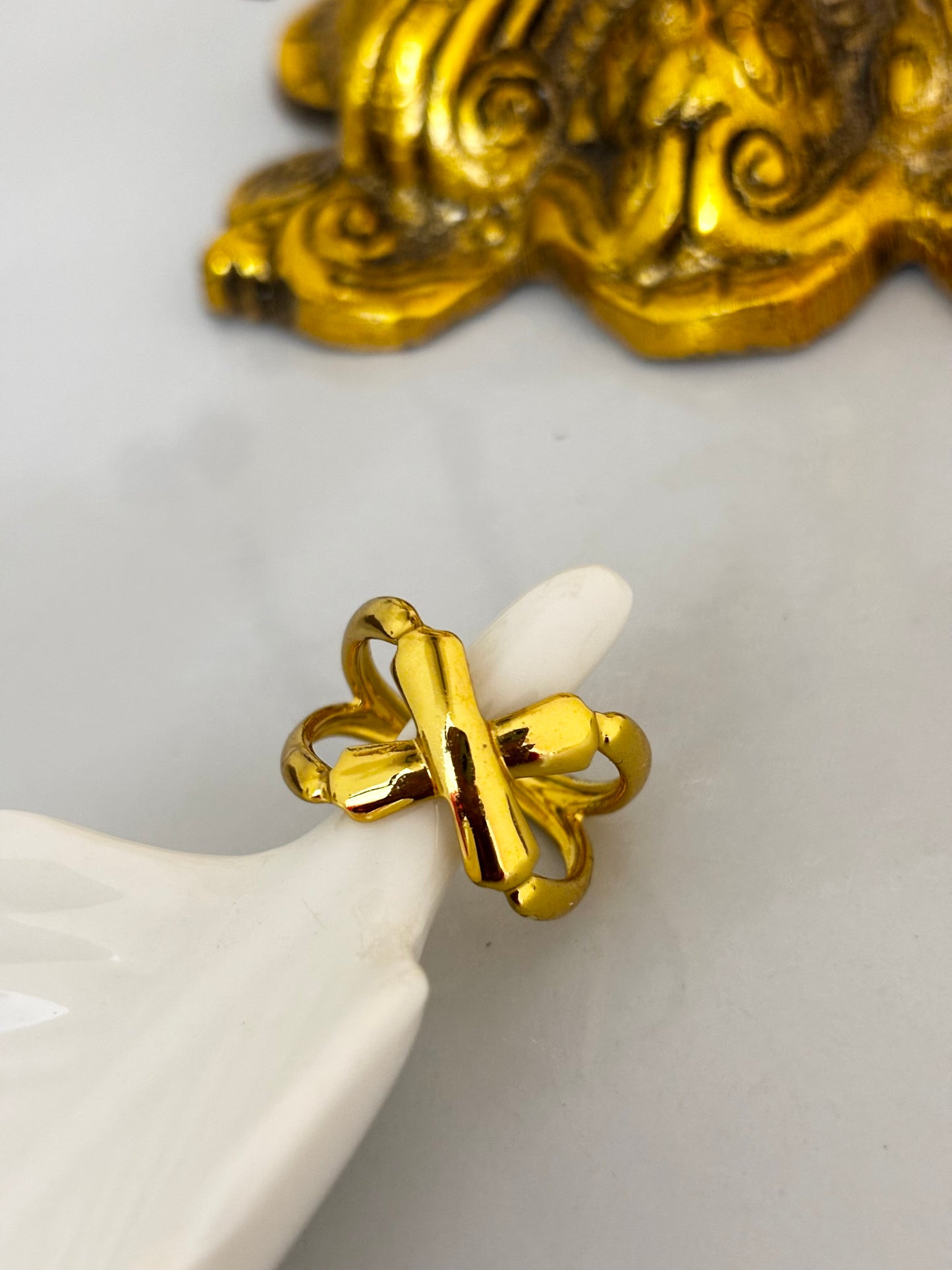 Lumi Cross Gold Plated Ring | Anti Tarnish