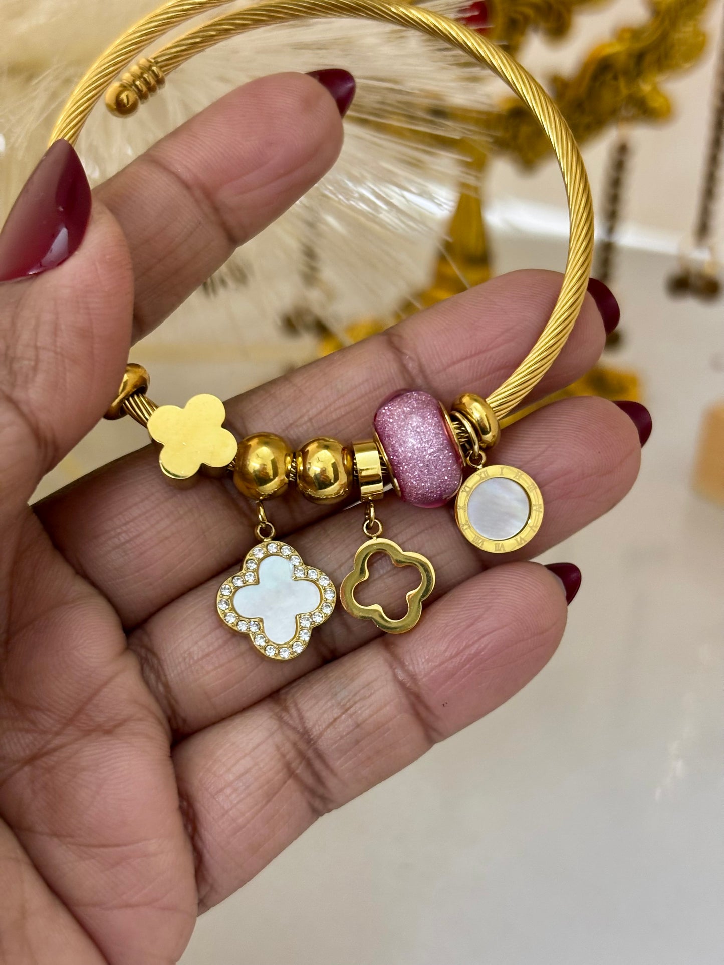 Pandora Style Clover Charm Bracelet