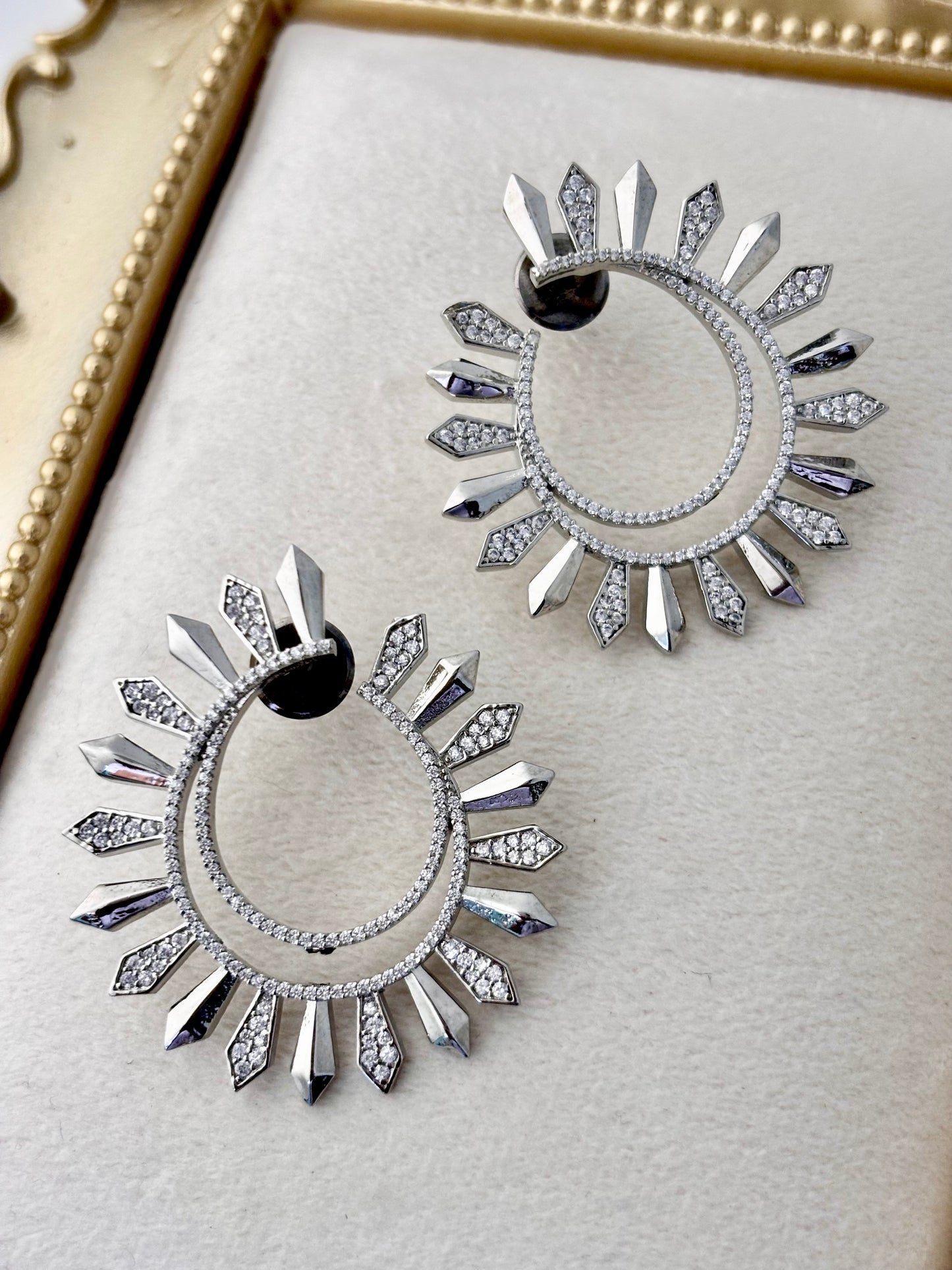 Smokestar Light Silver Shade Nano AD stonework Earrings | Wedding & Party