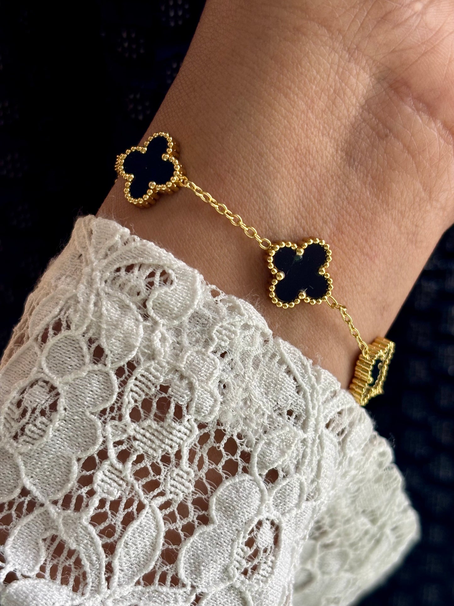 Black Love Van Cleef Clover Bracelet
