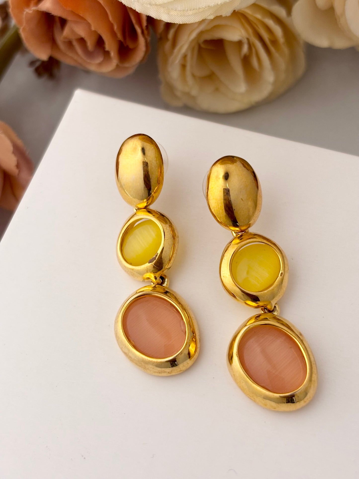 Honey Blush Statement Earrings | 18kt Gold Plated | Stainless Steel
