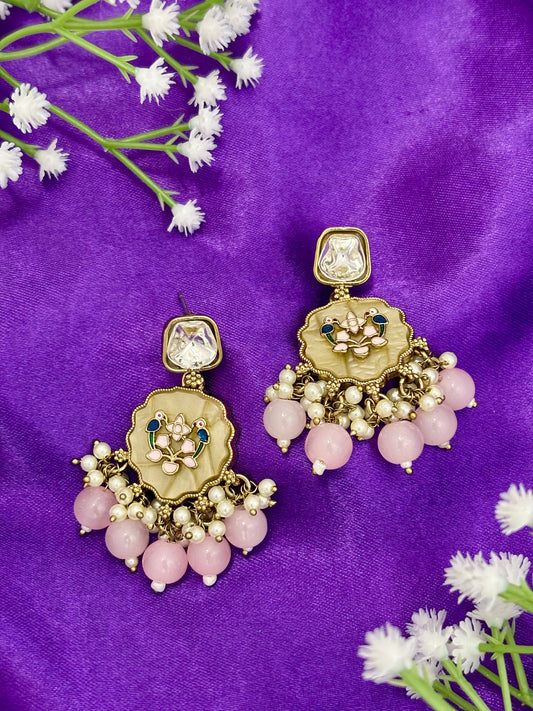 Chitrani Kundan Earrings (Pink)