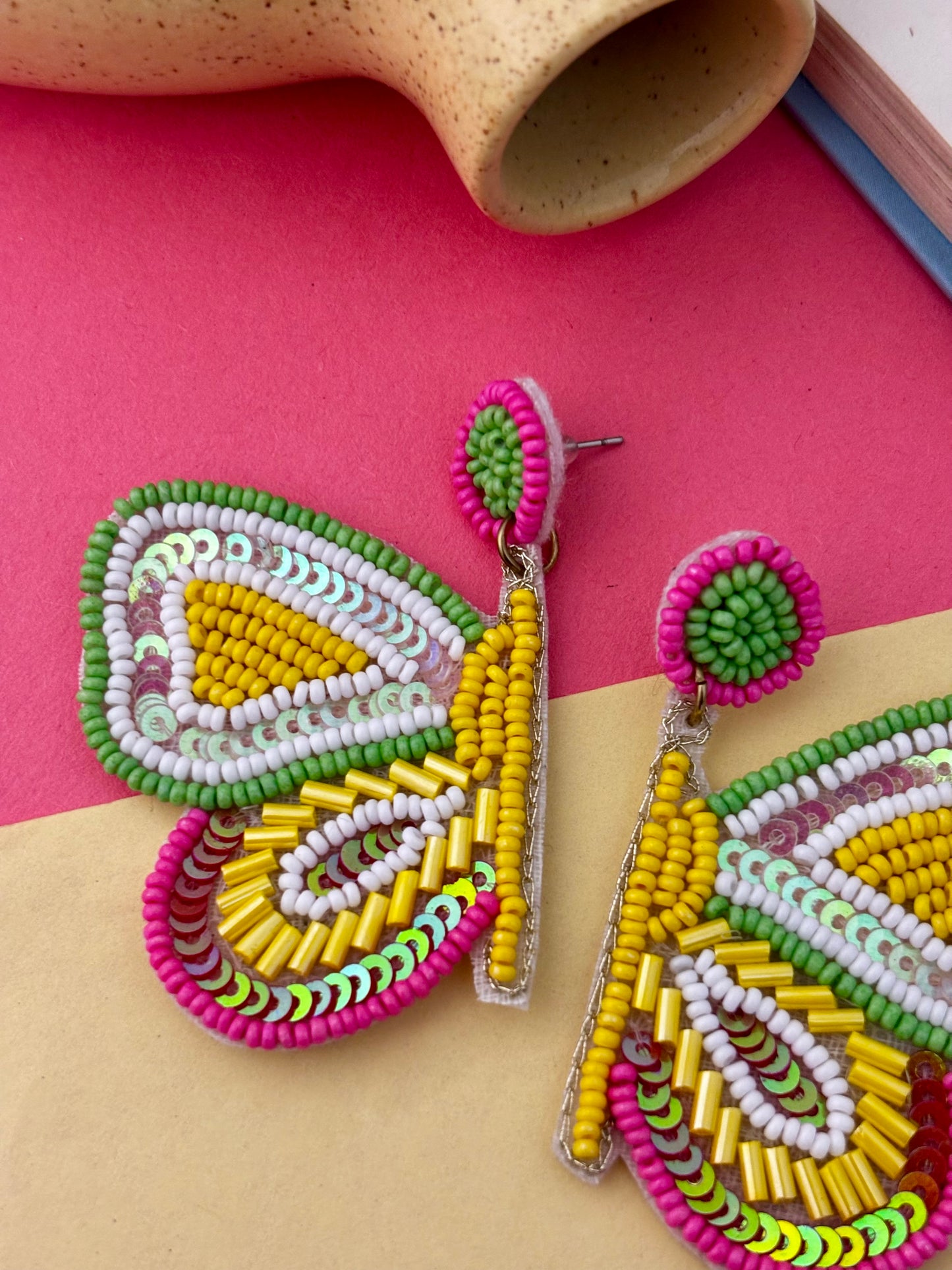 Papillon Neon Butterfly Handmade Earrings