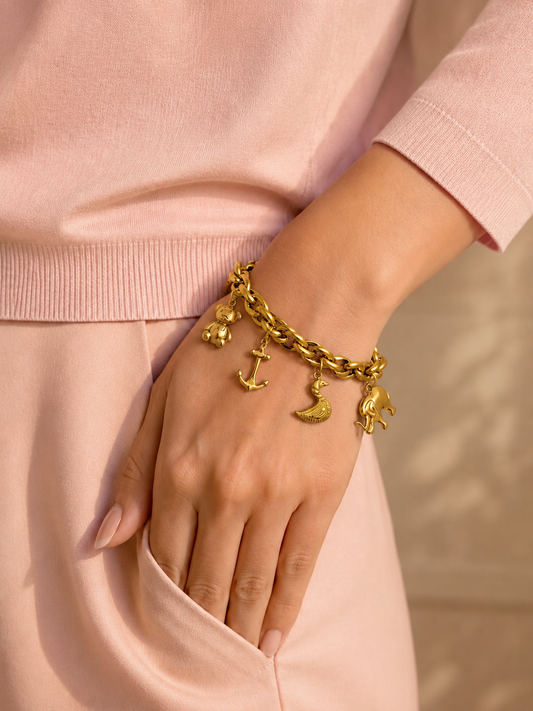 18kt Gold Plated Golden Voyage Charms Bracelet