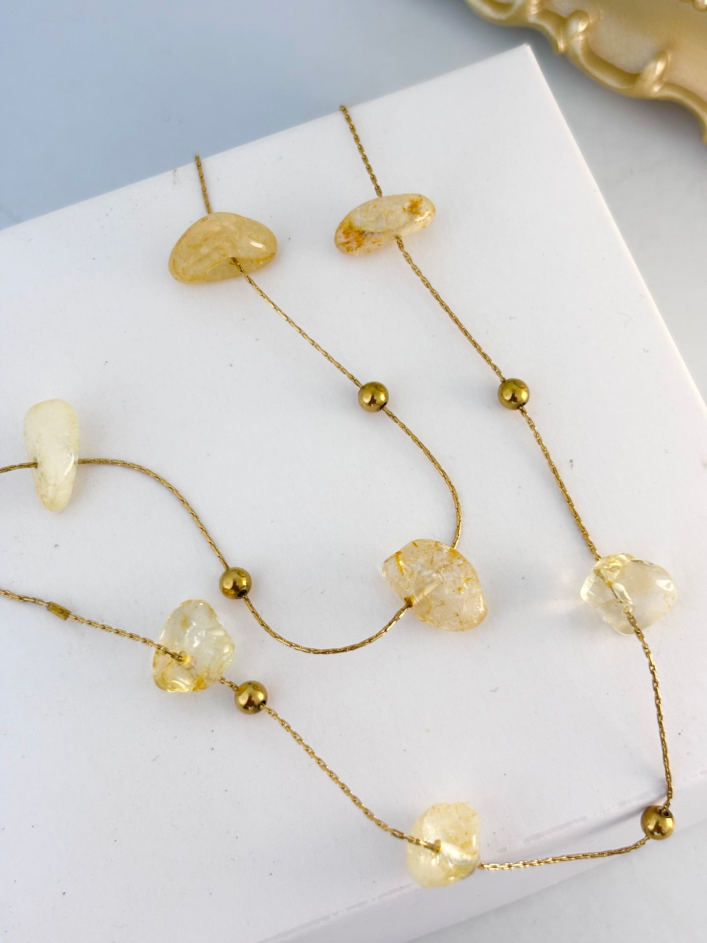 Golden Pebbles Two Layered Necklace | 18k Gold Plated