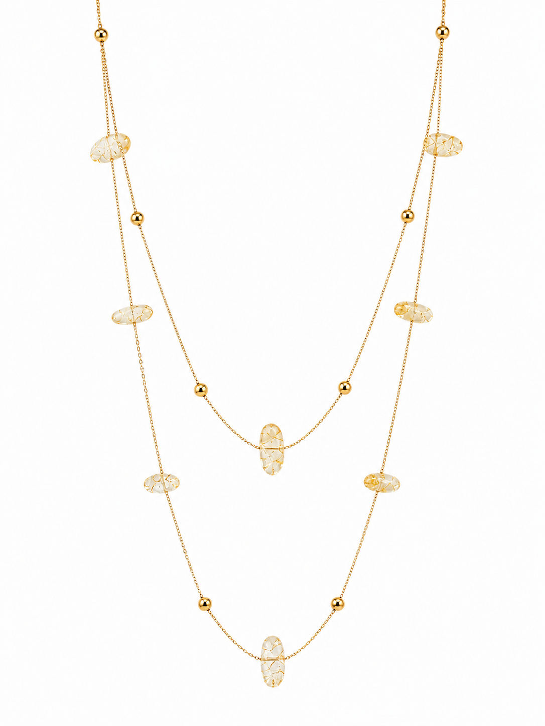 Golden Pebbles Two Layered Necklace | 18k Gold Plated