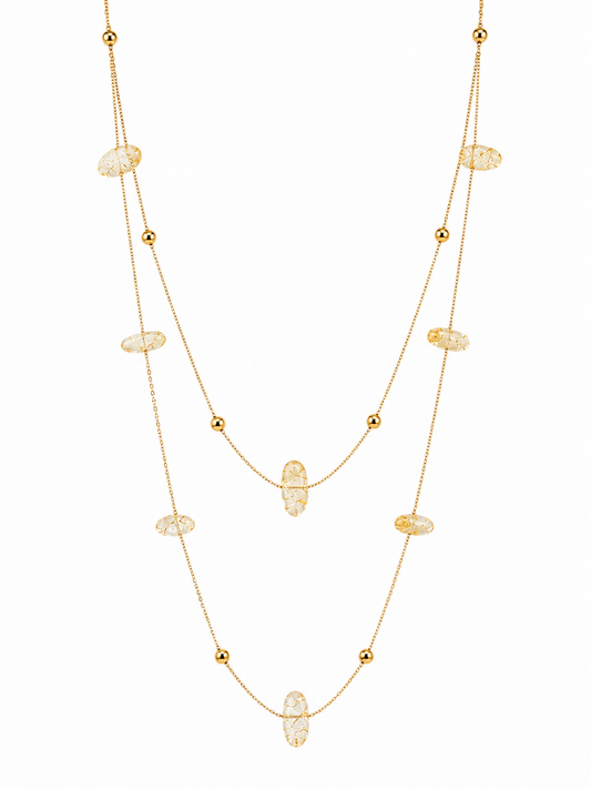 Golden Pebbles Two Layered Necklace | 18k Gold Plated