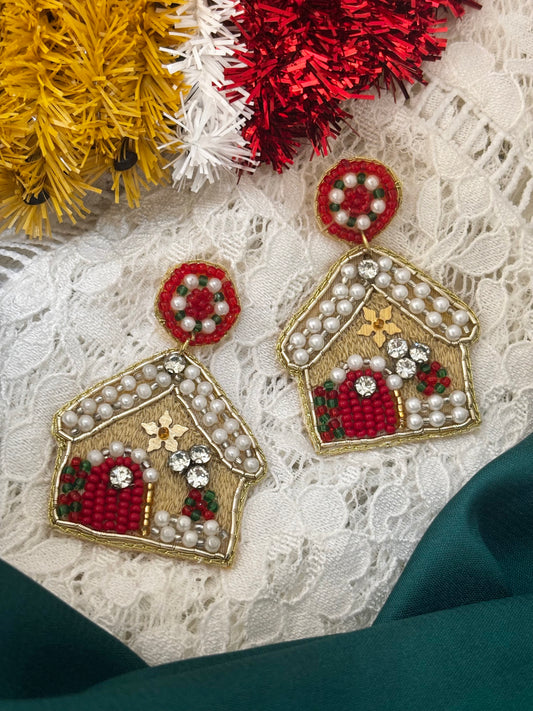 Ginger House Christmas Handmade Earrings