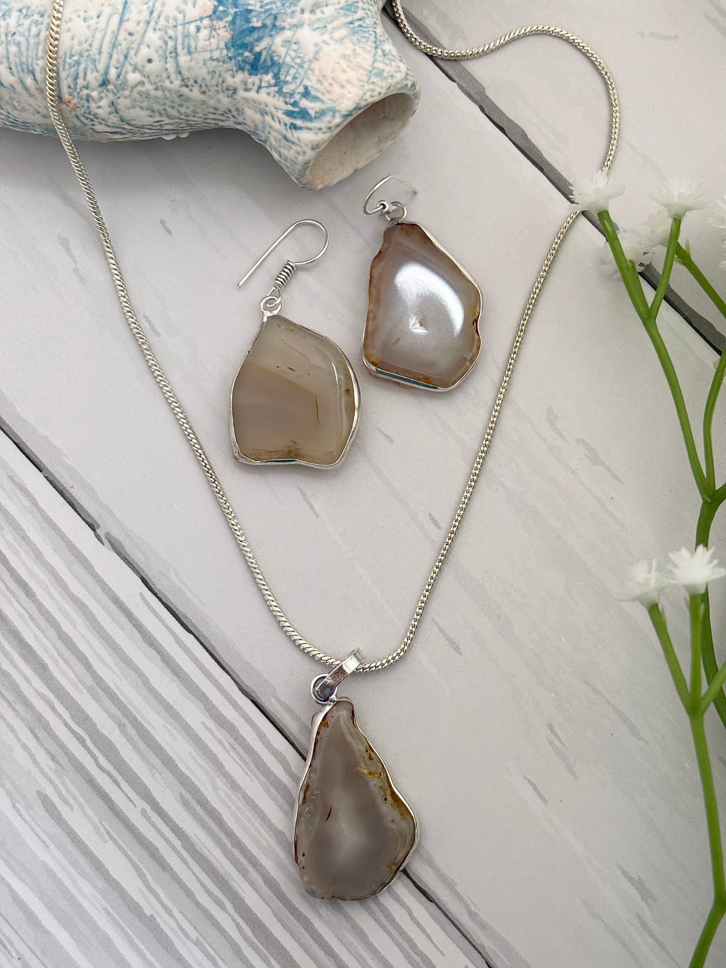 Aranya - Natural Stones Jewellery Set (Beige)