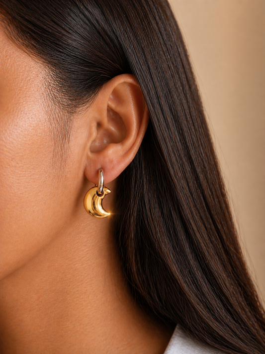 Luna Hoops | Anti Tarnish Gold Plated Minimalist Earrings