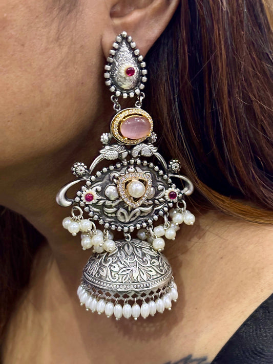 Chitrangada ~ Long Jhumka Earrings (Pink)