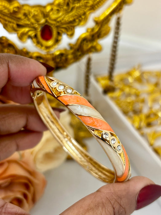 Orange Ivory Meenakari Kada Bracelet