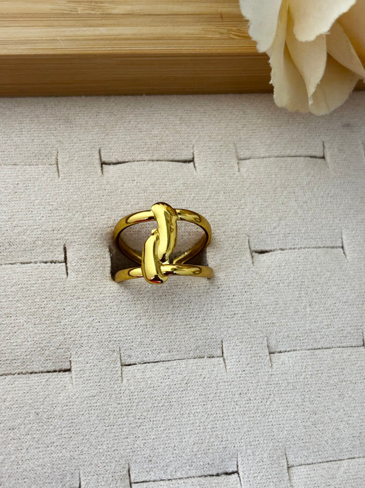 Double Band Knot Gold Ring