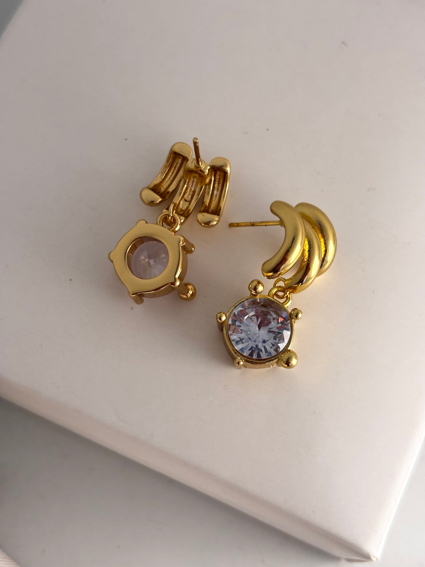 Triona Earrings | Triple Curve CZ Drops