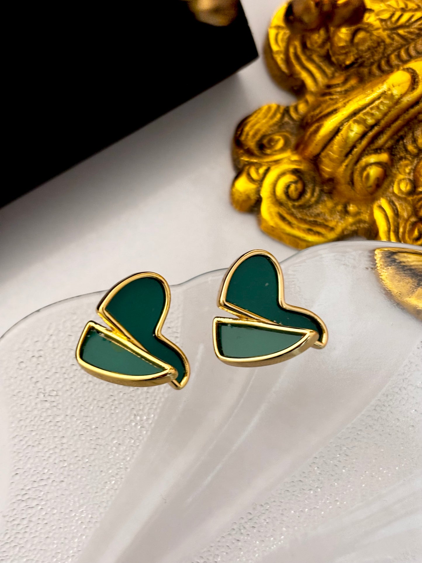 Modern Twist Heart Enamel Earrings