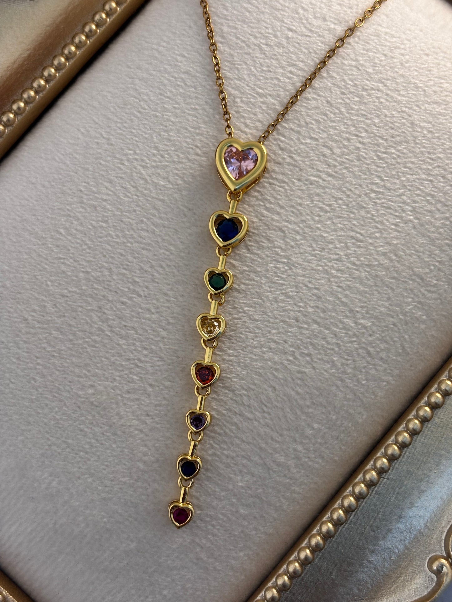 Viral Golden Multicolor Heart Drop Necklace
