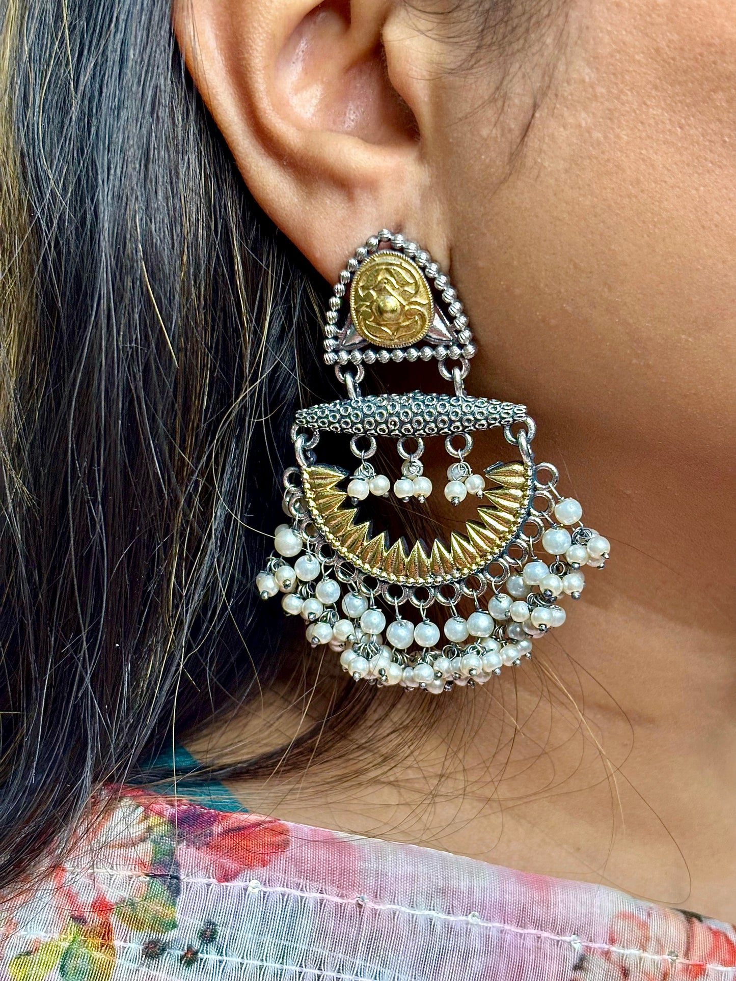 Advika Dual Tone Chandbali Earrings