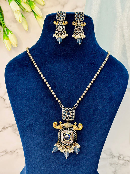 Rajwada Necklace Set (Blue)