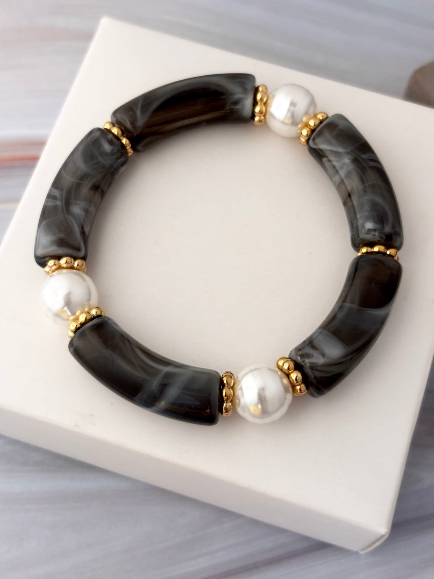 3 Piece Smokey Grey Acrylic Bracelet Stack | All size