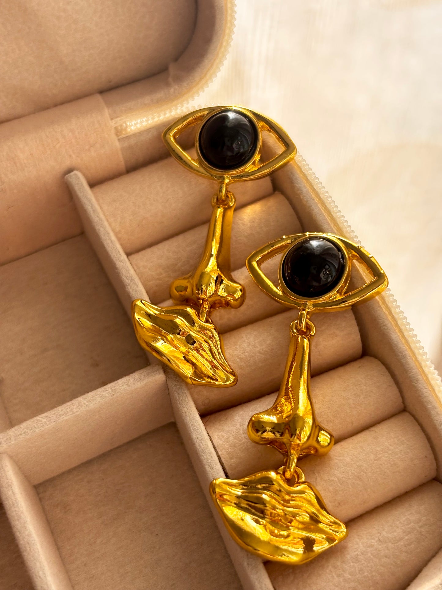 Nazar Palat ~ Abstract Face Statement Earrings