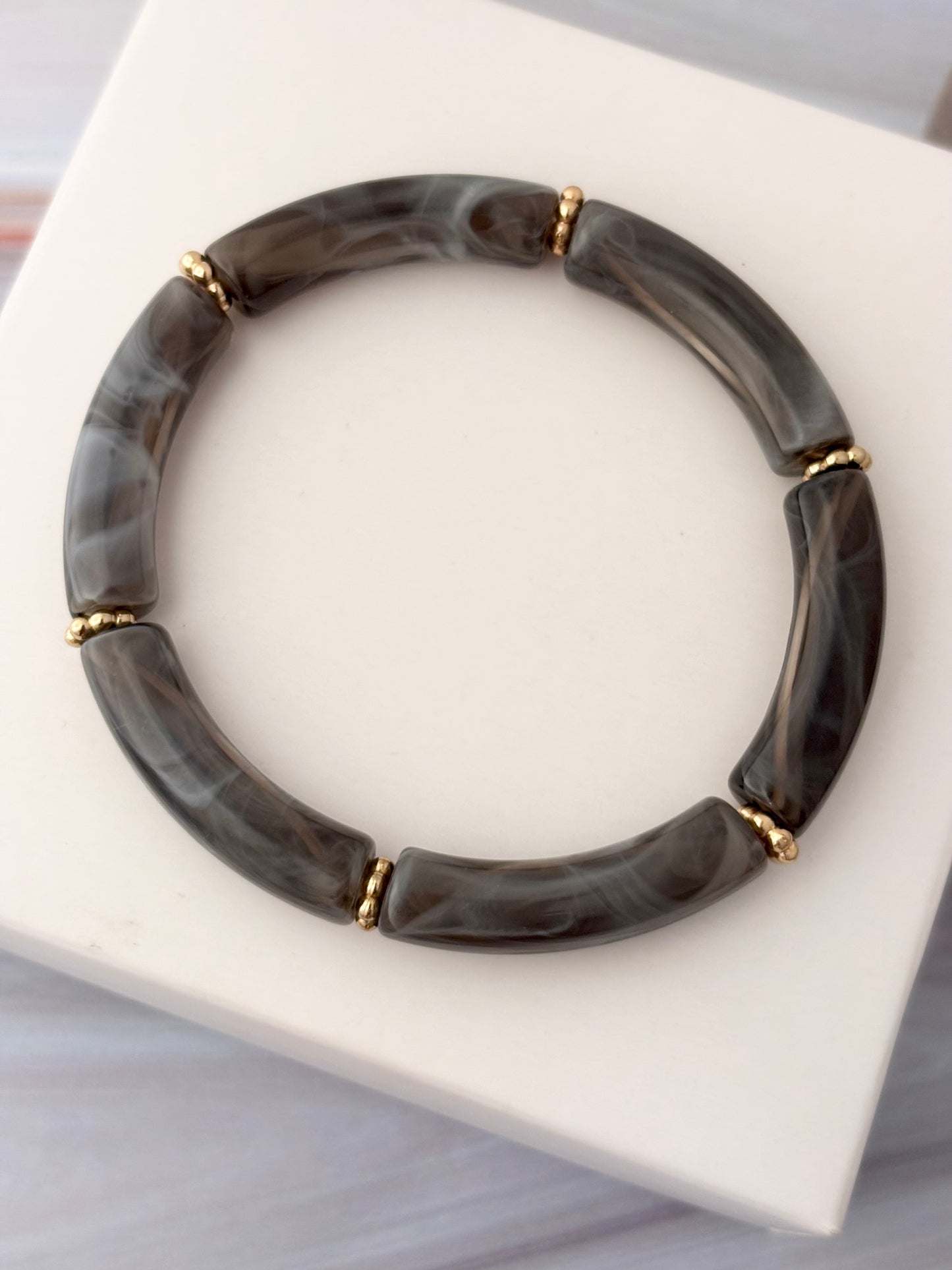 3 Piece Smokey Grey Acrylic Bracelet Stack | All size
