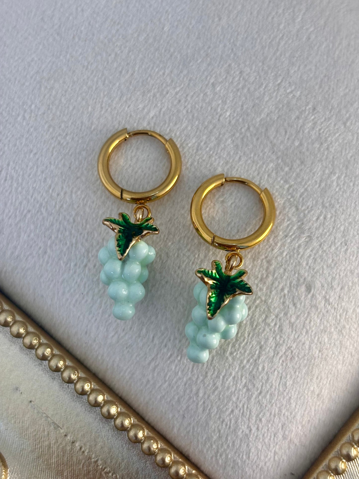 Mint Grape Hoop Earrings | 18kt Gold Plated