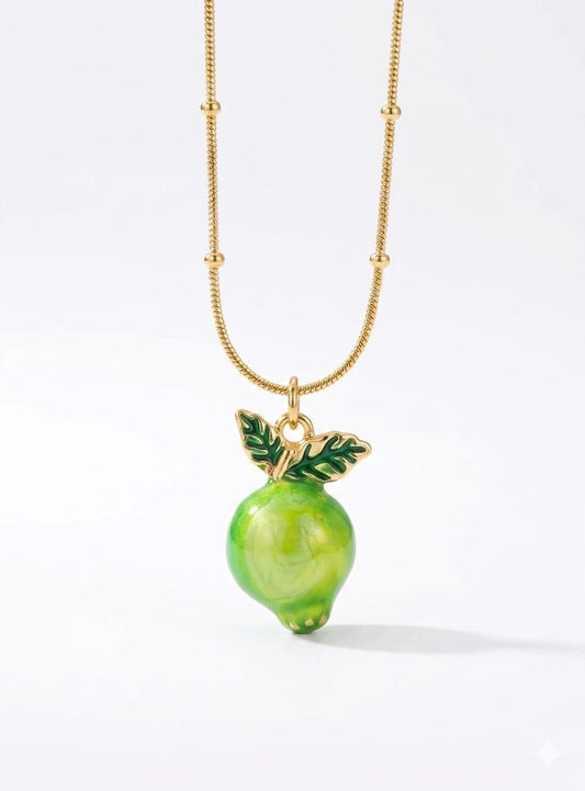 Lime Pop Pendant Necklace | 18kt Gold Plated Non Tarnish