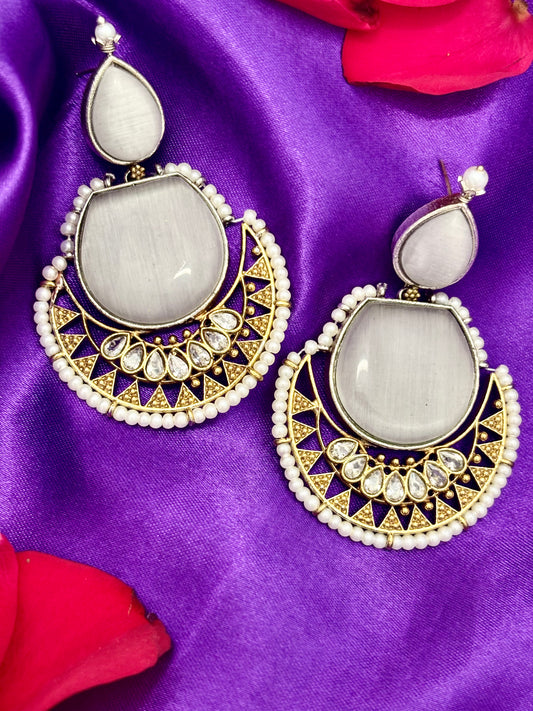 Noorjahan Chandbali (White)