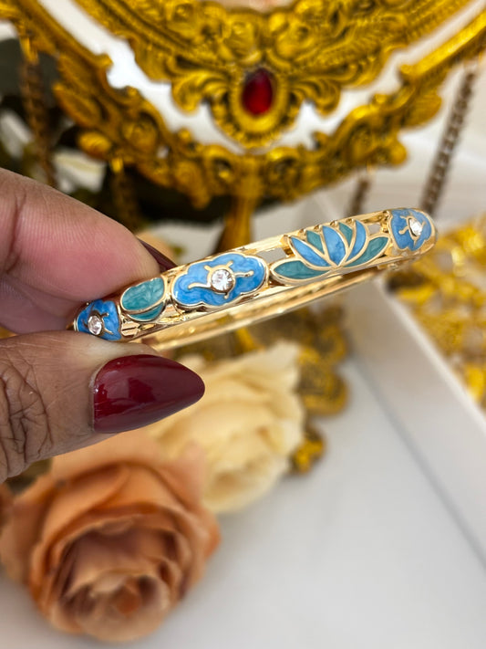 Blue Flower Meenakari Kada Bracelet