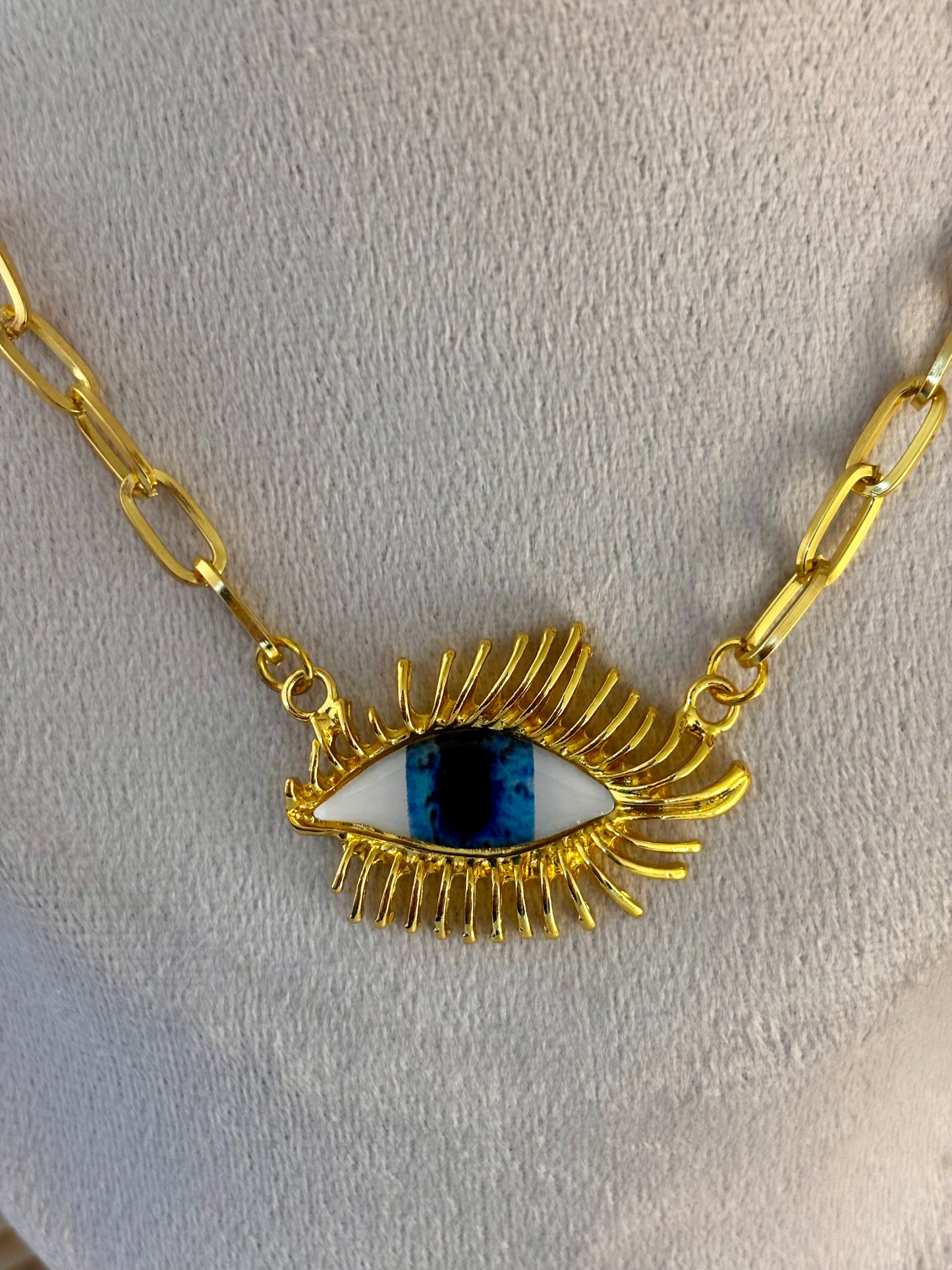 18kt Gold Plated Bold Evil Eye Statement Necklace | Non Tarnish