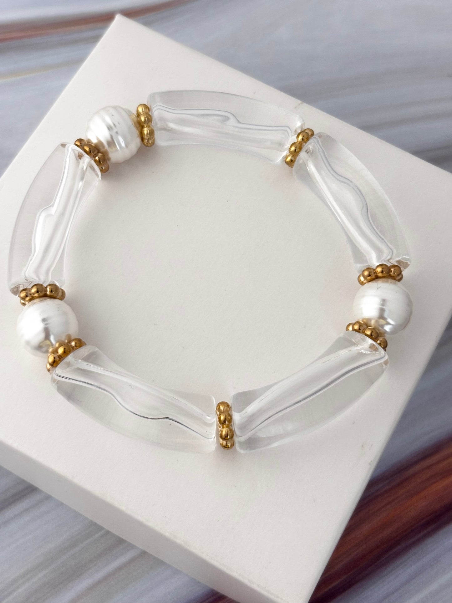 3 Piece Clear Luxe Acrylic Bracelet Stack | All size