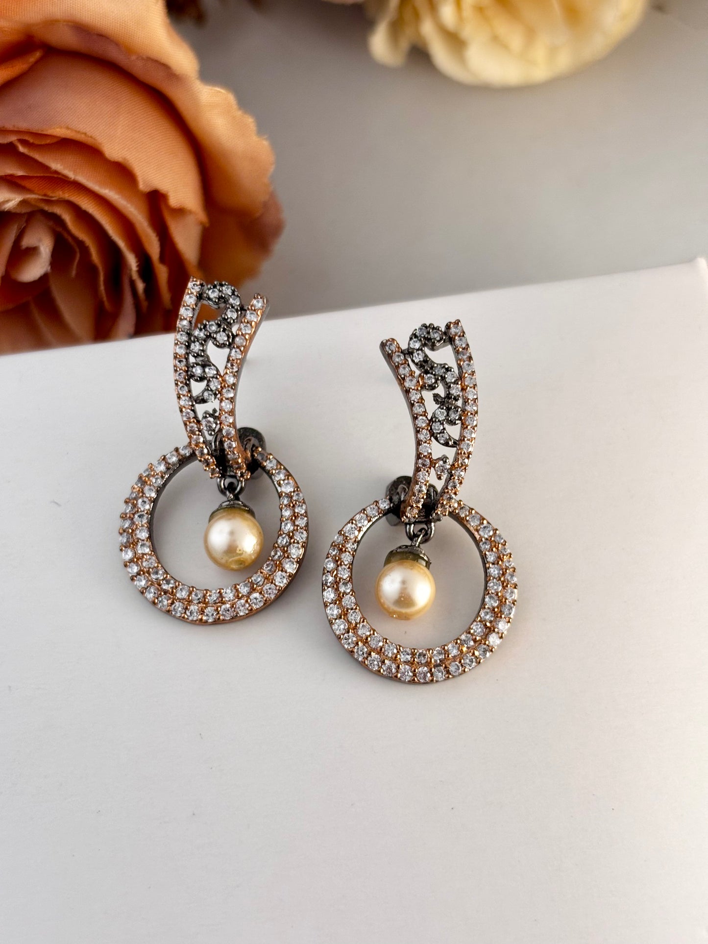 Victorian Style Elisa AD Pearl Drop Earrings | Wedding & Party Wear