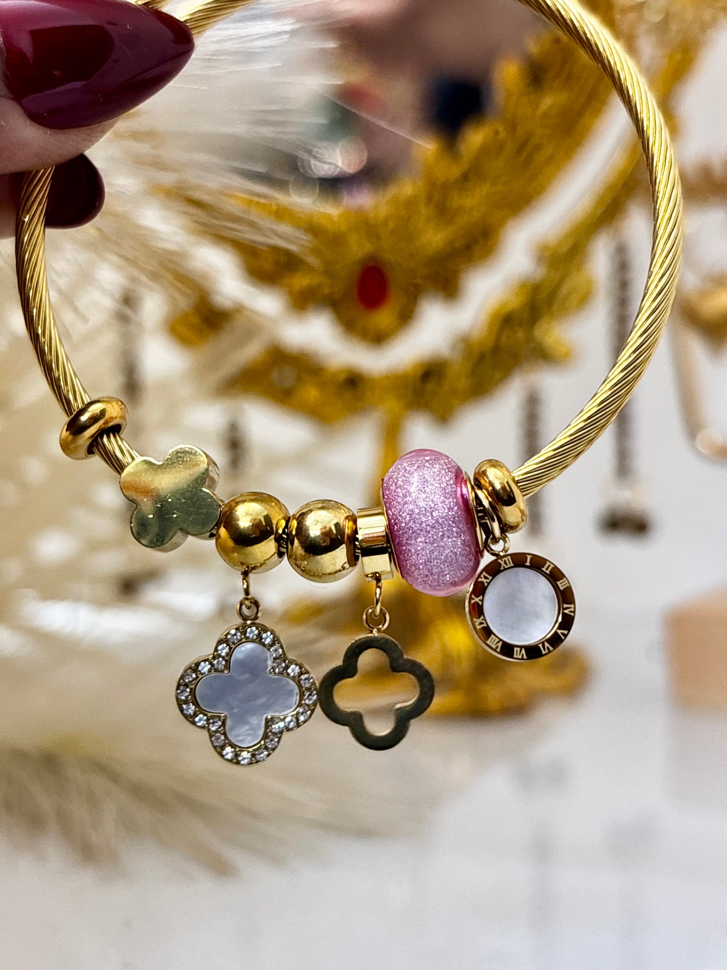 Pandora Style Clover Charm Bracelet