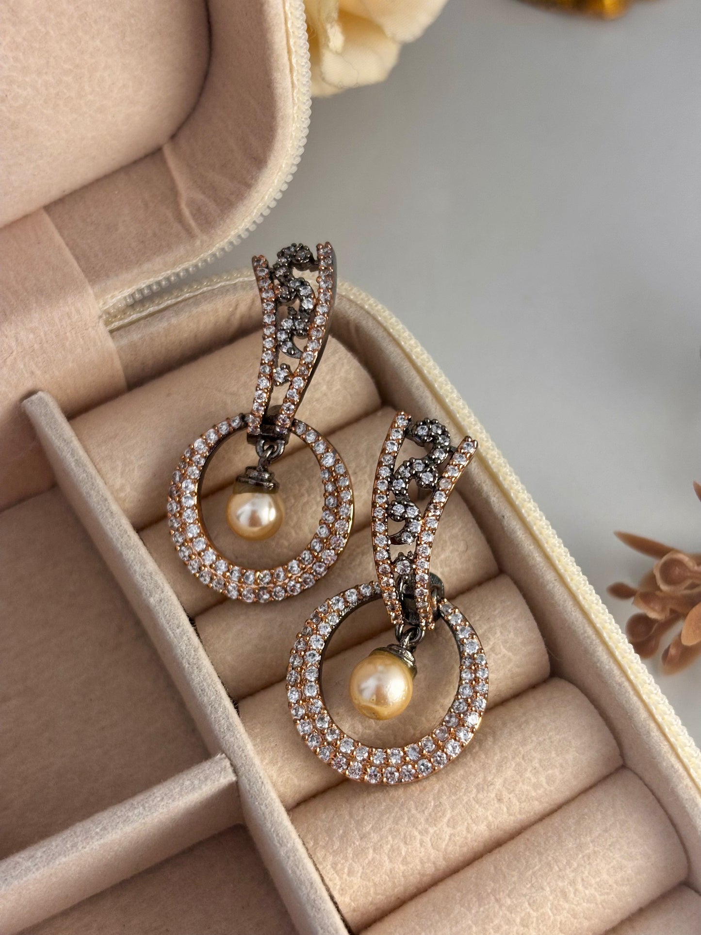 Victorian Style Elisa AD Pearl Drop Earrings | Wedding & Party Wear
