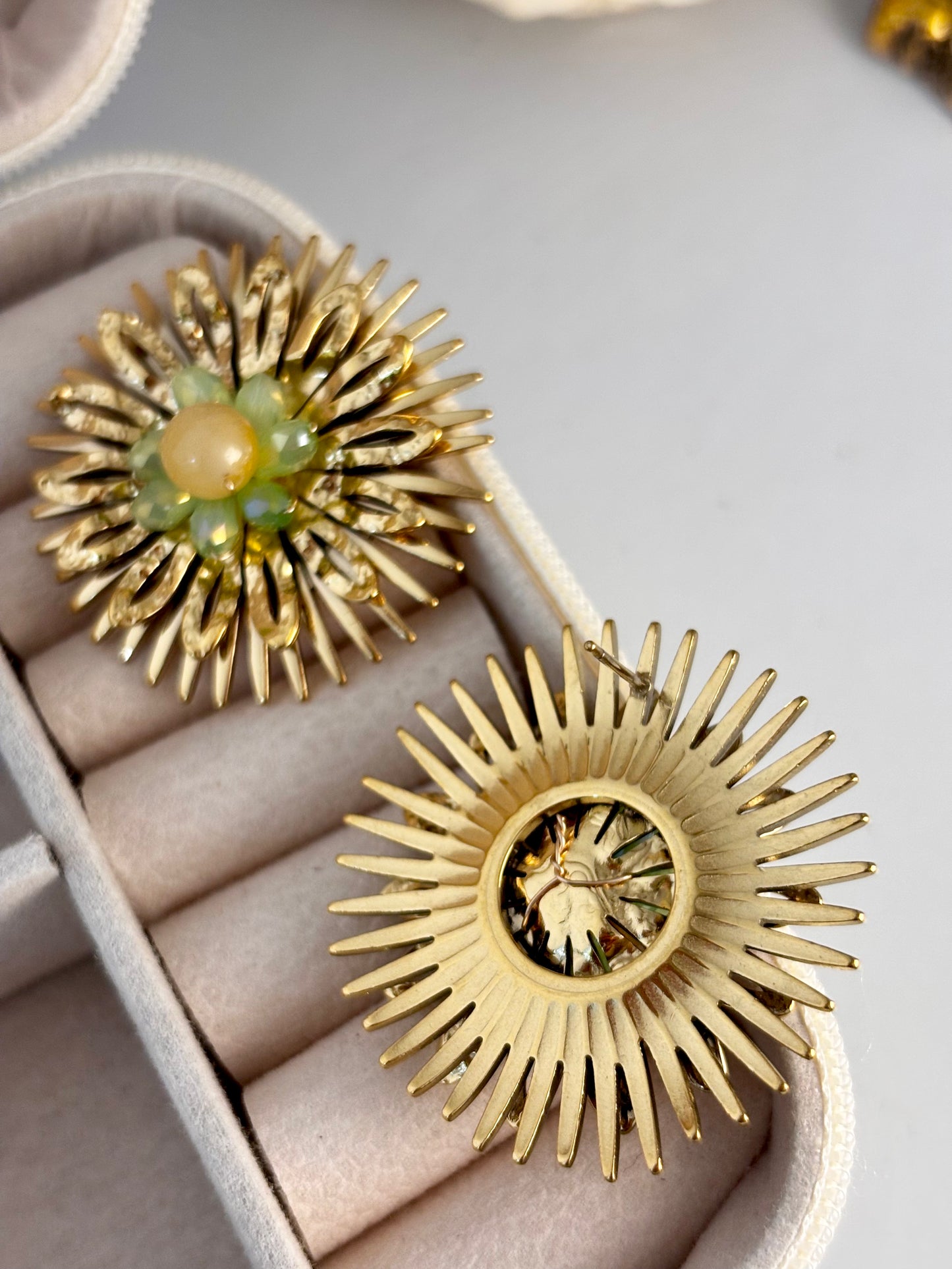 Solaris Floral Statement Earrings | Anti-Tarnish Gold Plated