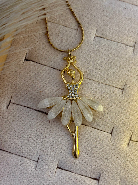 Ballerina Princess Gold Pendant Necklace