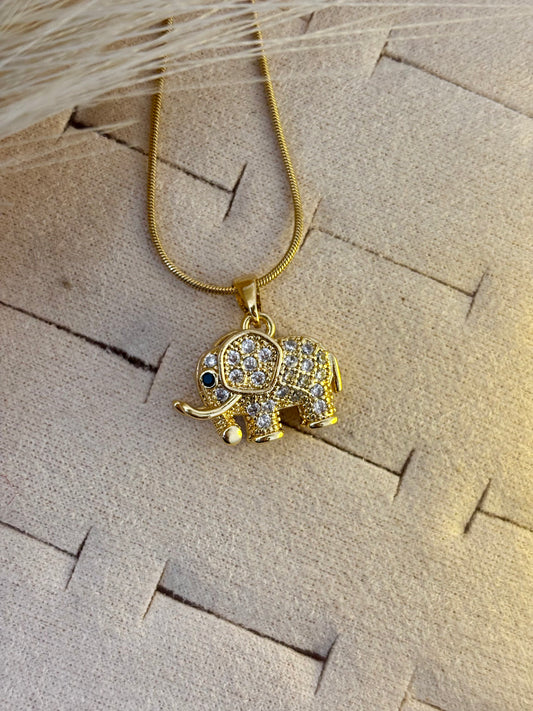 Lucky Elephant Charm Gold Pendant Necklace