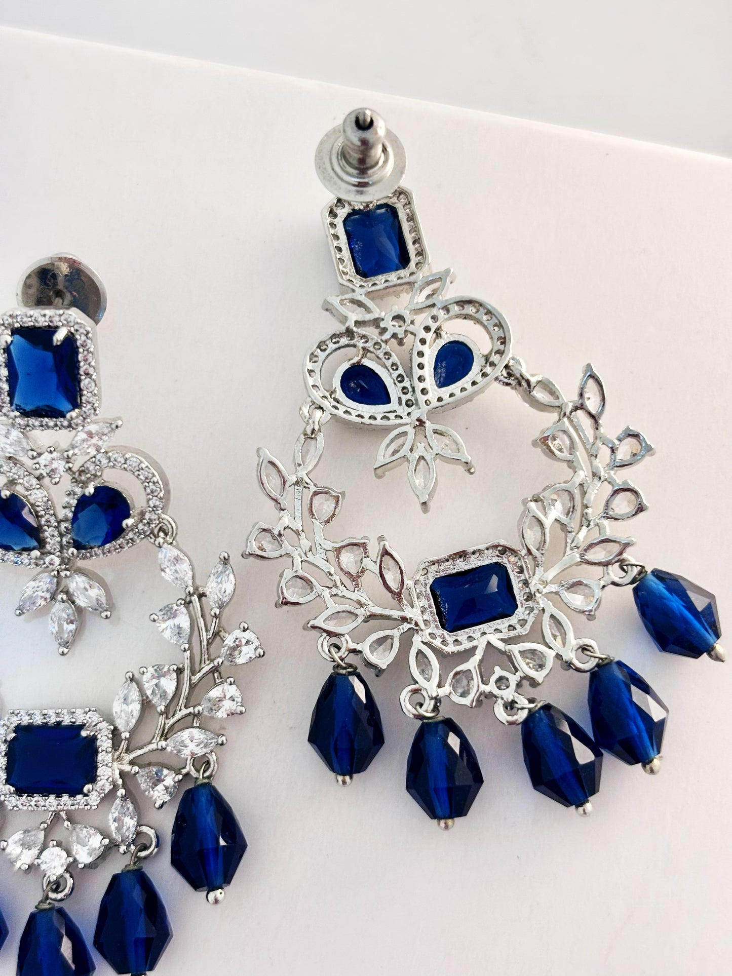 Victorian Style Royal Blue Chandeliers Earrings | Wedding & Party Wear
