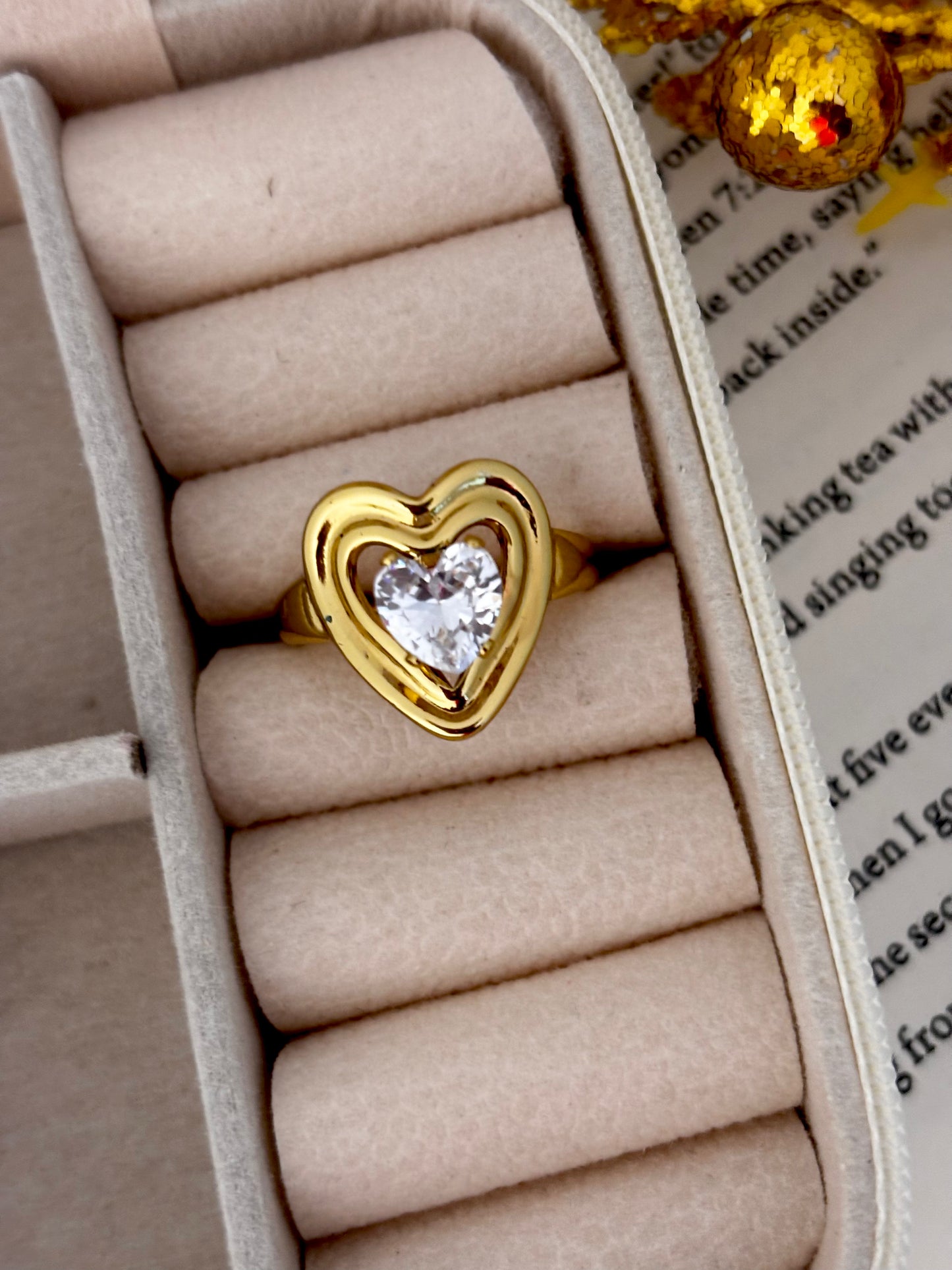 Tiny Hearty with Zircon | Anti Tarnish Gold Plated Ring