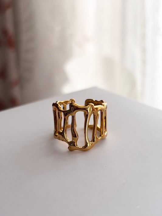 Trendy Sculptural Gold Fashion Ring | Anti Tarnish Gold Plated