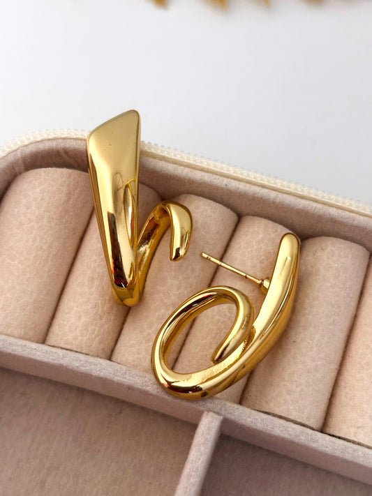 Sculpted Swirl Drop Earrings | Anti Tarnish Gold Plated