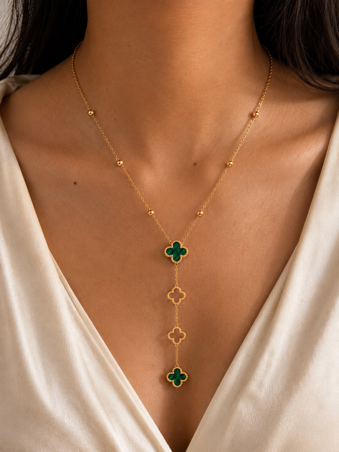 Clover Cascade (Green) | 18kt Gold Plated