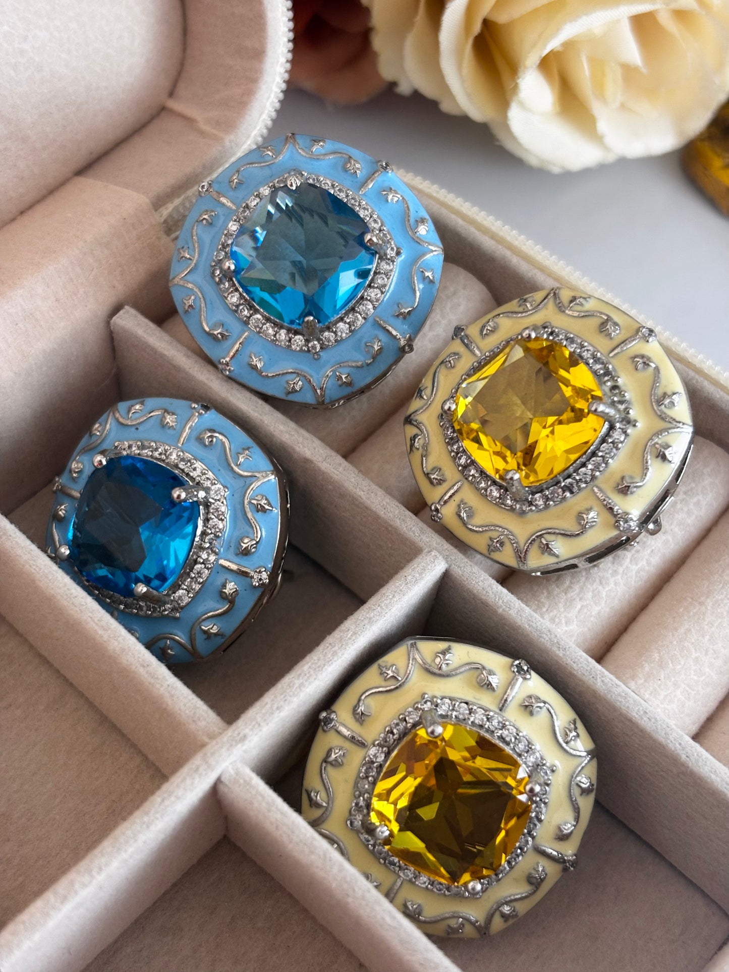 Topaz Blue AD Studs | Wedding & Party Wear