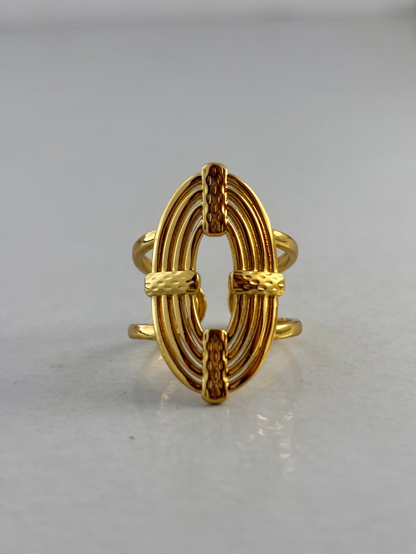 Solar Kiss - Anti-Tarnish Gold Plated Oval Statement Ring