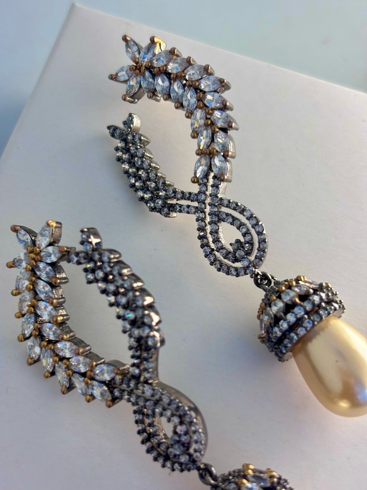 Elara Victorian Pearl Drop Earrings | Wedding & Party Wear